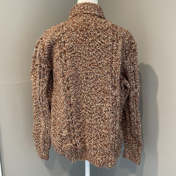 Vintage Pullover Chunky Hand Knitted Women’s Sweater Cowl/Turtleneck Brown/Tan - Picture 4 of 14